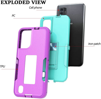 For Apple iPhone 14 (6.1") Military Grade Full-Body Rugged with Kickstand Hybrid Heavy Duty Support Car Mount Holder  Phone Case Cover