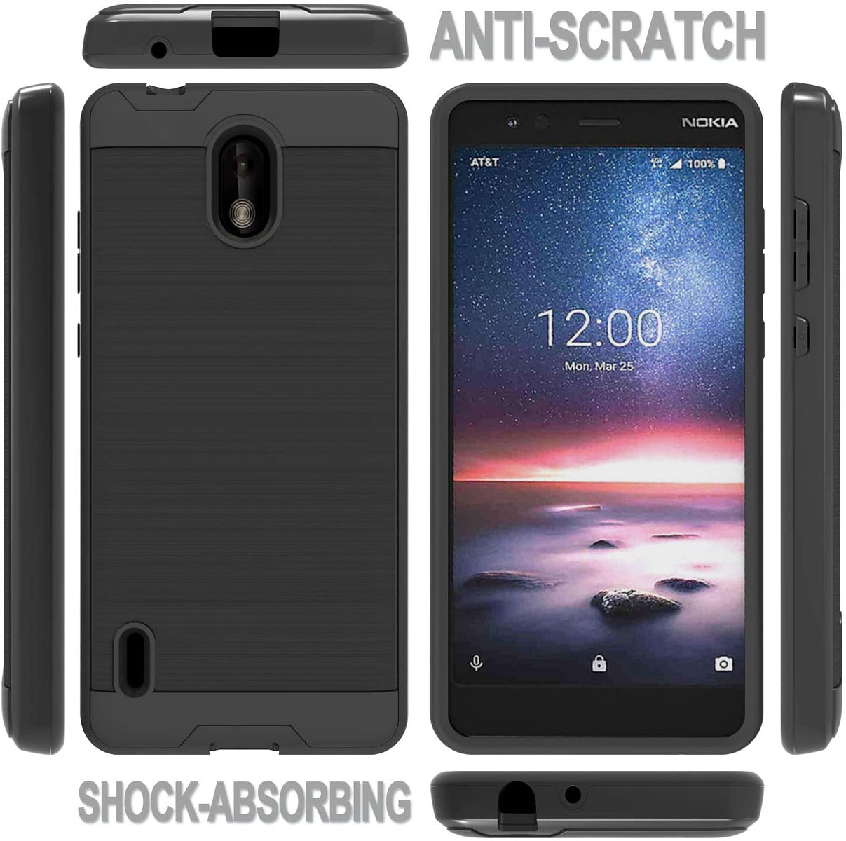 For Samsung Galaxy A42 5G Slim Rugged TPU + Hard PC Brushed Texture Hybrid Dual Layer Defender Armor Shock Absorbing  Phone Case Cover