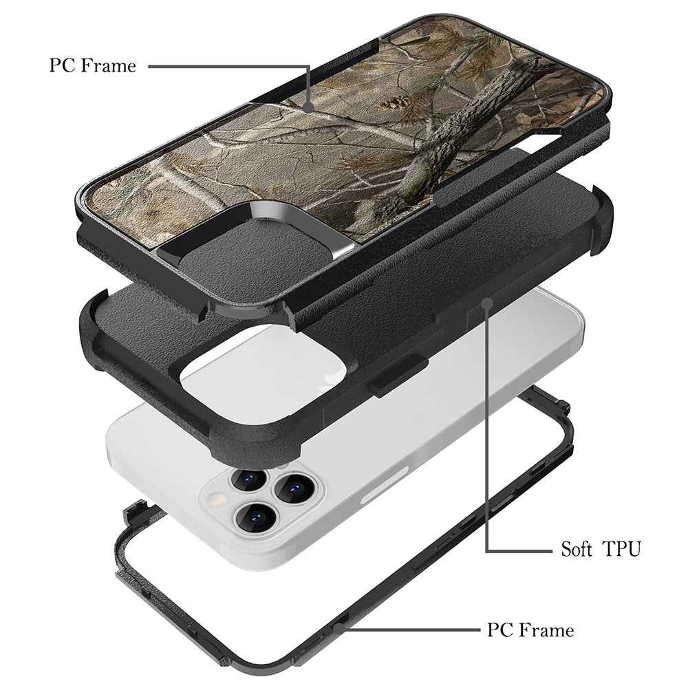 For Apple iPhone 13 /Pro Max Armor 3 in 1 Three Layer Heavy Duty Rugged Hybrid Hard PC Soft TPU Bumper Shockproof Full Protective  Phone Case Cover
