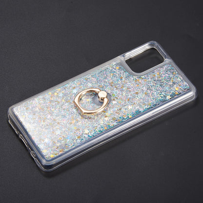 For Samsung Galaxy A22 5G Hybrid Glitter Luxury Bling Sparkling Liquid Quicksand Glittering Sparkle TPU Rubber PC with Ring Stand Holder Kickstand  Phone Case Cover