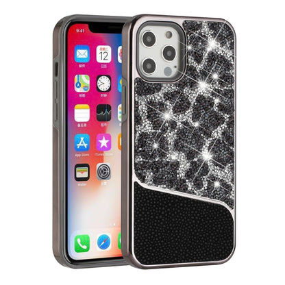 For Apple iPhone 12 Pro Max (6.7") Bling Animal Skin Design Glitter Hybrid Thick TPU Shiny Protective Rubber Frame  Phone Case Cover