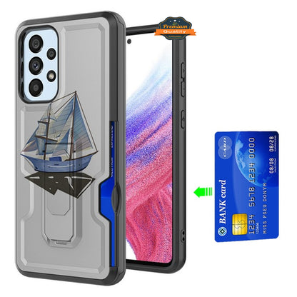 For Samsung Galaxy A03S Hidden Wallet Credit Card Slots with Kickstand Back Design Fashion Hybrid Shockproof Hard  Phone Case Cover