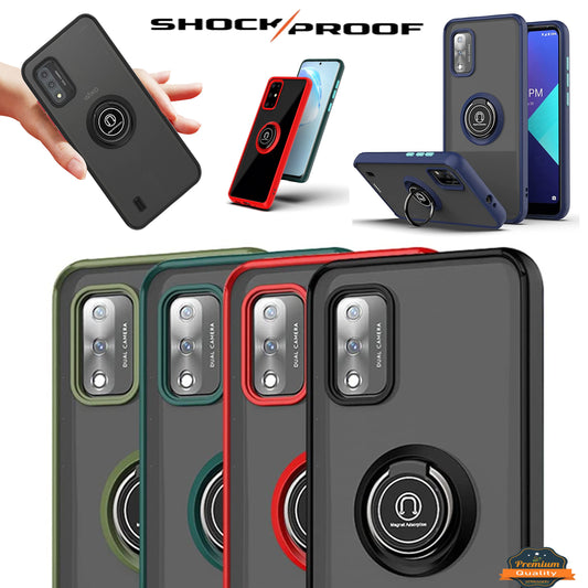 For Wiko Ride 3 Matte Translucent with Ring Stand /Kickstand (Work with Car Mount) Hybrid Shockproof Armor [Military Grade] Bumper  Phone Case Cover