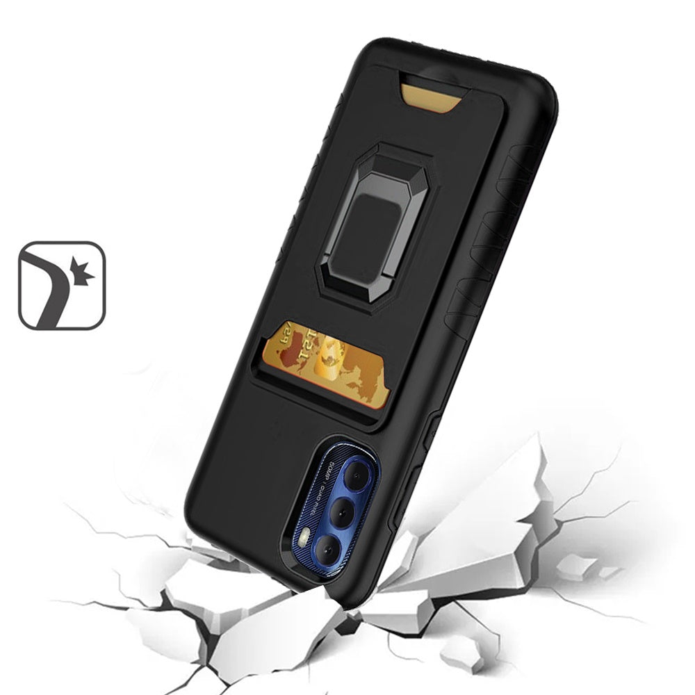 For Apple iPhone 14 (6.1") Wallet Designed with Credit Card Holder & Magnetic Stand Kickstand Ring Heavy Duty Hybrid  Phone Case Cover