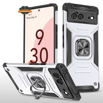 For Google Pixel 6 / 6 Pro Hybrid Dual Layer TPU and Hard PC Anti-Slip Full-Body Rugged Protective with Ring Stand Magnetic Kickstand  Phone Case Cover
