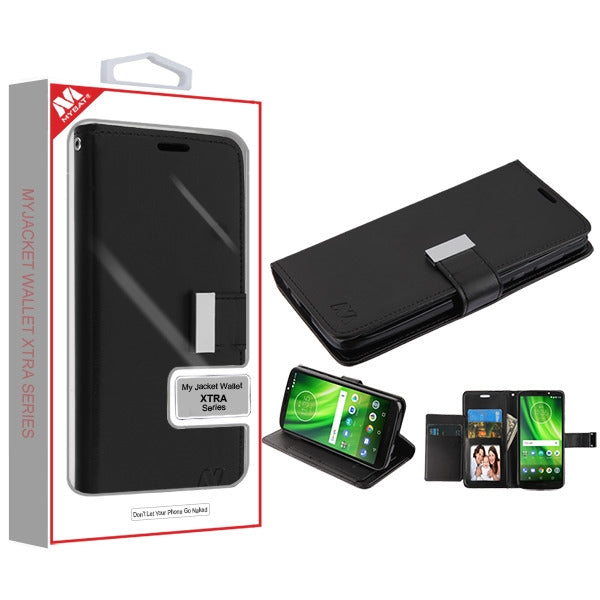 For Motorola Moto G6 Play /Moto E5/Moto G6 Forge PU Leather Wallet with Credit Card Holder Storage Folio Flip Pouch Stand Black Phone Case Cover