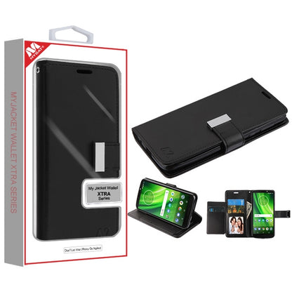 For Motorola Moto G6 Play /Moto E5/Moto G6 Forge PU Leather Wallet with Credit Card Holder Storage Folio Flip Pouch Stand Black Phone Case Cover