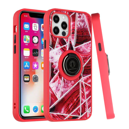 For Apple iPhone 11 (6.1") Marble Pattern Design with Magnetic Ring Kickstand Hybrid Hard Back Shockproof  Phone Case Cover