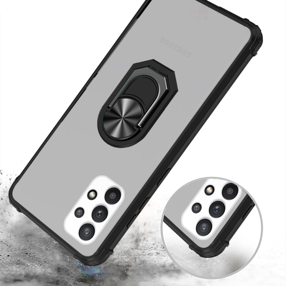 For Samsung Galaxy A33 5G Clear Silicone Shockproof Hybrid Protection Cover Transparent TPU with Magnetic Ring Kickstand  Phone Case Cover