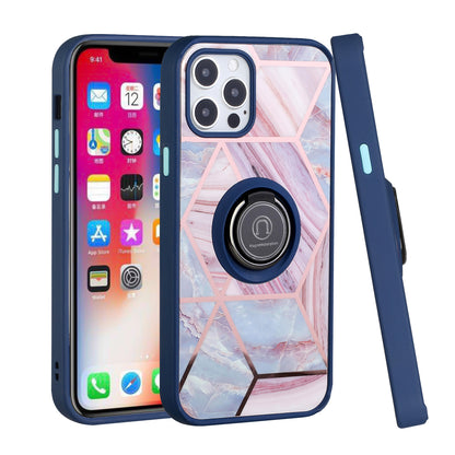For Apple iPhone 13 /Pro Max Mini Unique Marble Design with Magnetic Ring Kickstand Holder Hybrid TPU Hard PC Shockproof Armor Bumper  Phone Case Cover