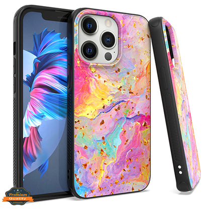 For Apple iPhone 13 /Pro Max Mini Marble Fashion Stone Stylish Flake Glitter Bling Hybrid Ultra Slim Glossy Soft TPU Rubber Hard PC Protection  Phone Case Cover