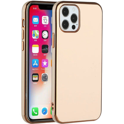For Apple iPhone 14 /Plus Pro Max Electroplated Fashion Solid Gold Frame Hybrid Rubber TPU Hard PC Slim Fit  Phone Case Cover