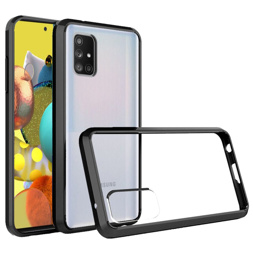 For Apple iPhone 13 Mini (5.4") Hybrid Slim Crystal Clear Transparent Shock-Absorption Bumper TPU + Hard PC Back Frame Black Phone Case Cover