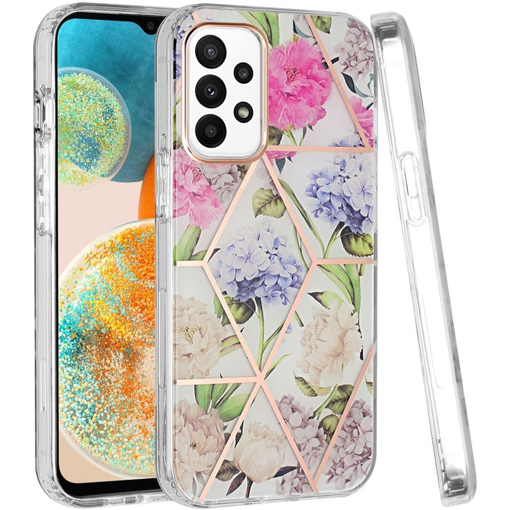 For Samsung Galaxy A23 5G Fashion Floral IMD Design Flower Pattern Hybrid Protective Hard Rubber TPU Slim Back  Phone Case Cover