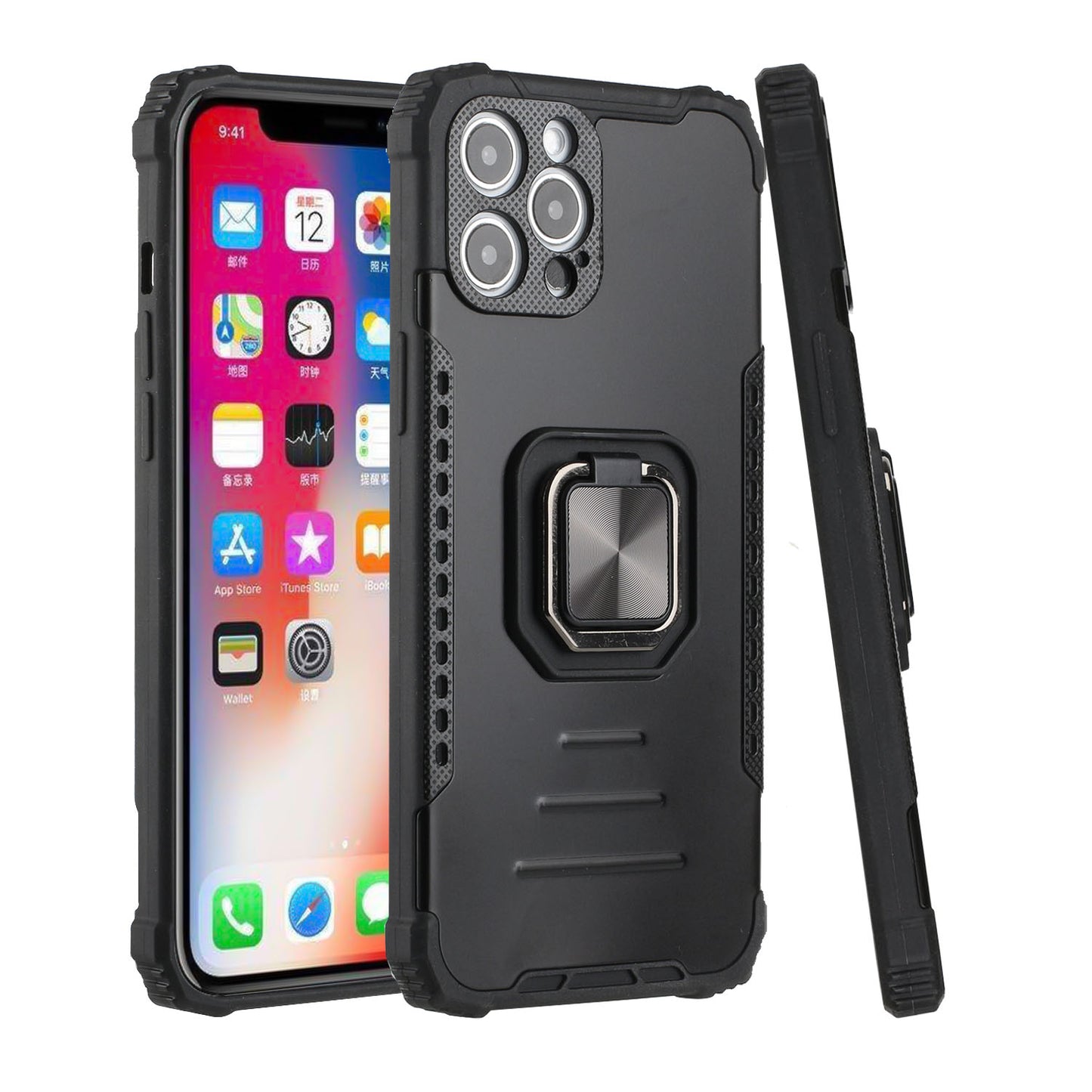 For Apple iPhone XR Hybrid with Stand Magnetic Ring Kickstand Bumper Shockproof Armor Heavy Duty Military Grade Hard  Phone Case Cover
