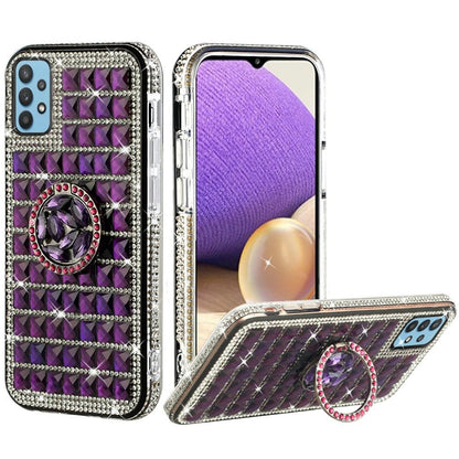 For Apple iPhone 11 (6.1") Luxury 3D Bling Diamonds Rhinestone Jeweled Shiny Crystal Hybrid TPU Hard with Ring Stand Holder Black Phone Case Cover