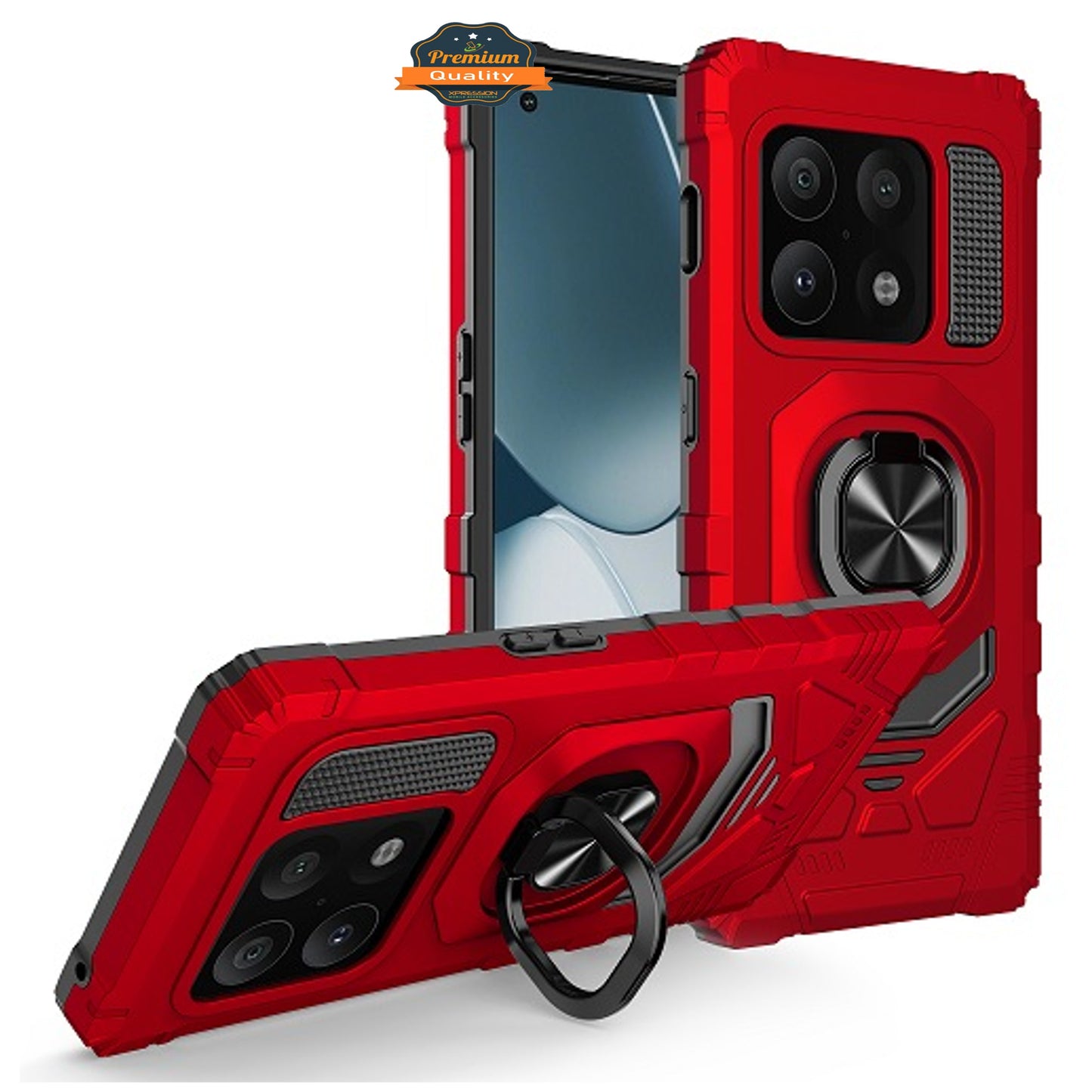 For OnePlus 10 Pro 5G Armor Hybrid Stand Ring Hard TPU Rugged Body Protective [Military-Grade] Magnetic Car Ring Holder  Phone Case Cover