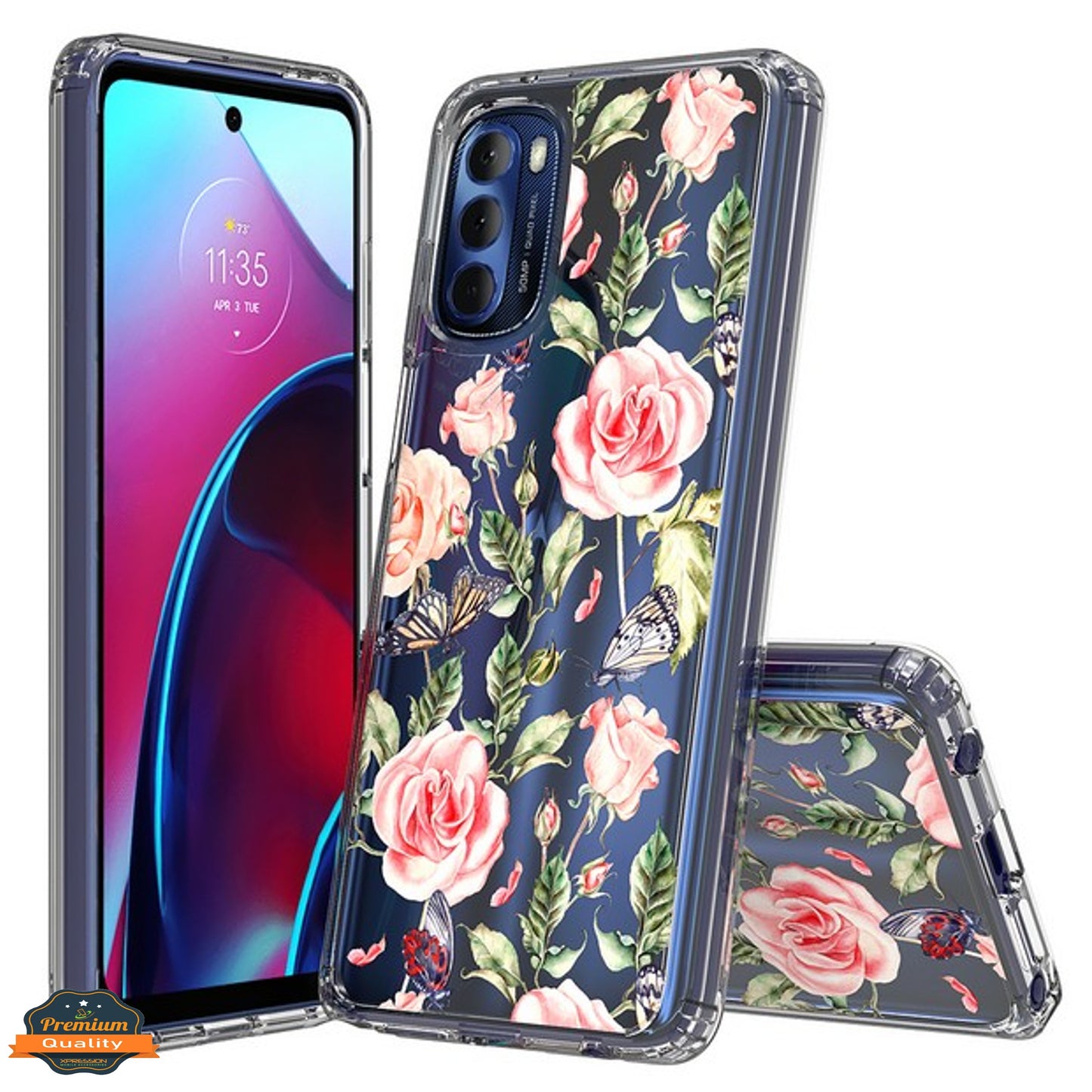 For Samsung Galaxy A03 Core Floral Patterns Design Transparent Silicone Shock Absorption Bumper Slim Hard PC Back  Phone Case Cover