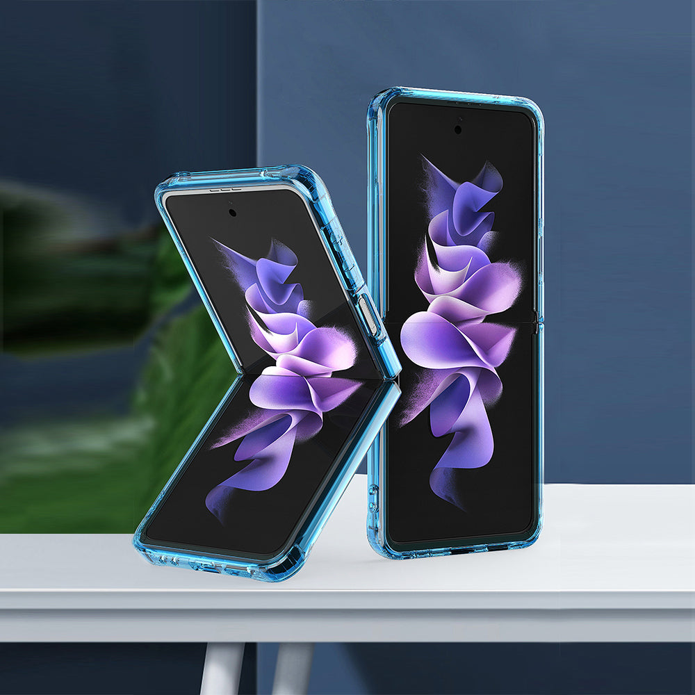 For Samsung Galaxy Z Flip 3 5G Hybrid Transparent Clear Acrylic Hard PC & Candy TPU Flip Snap On Back Protector  Phone Case Cover