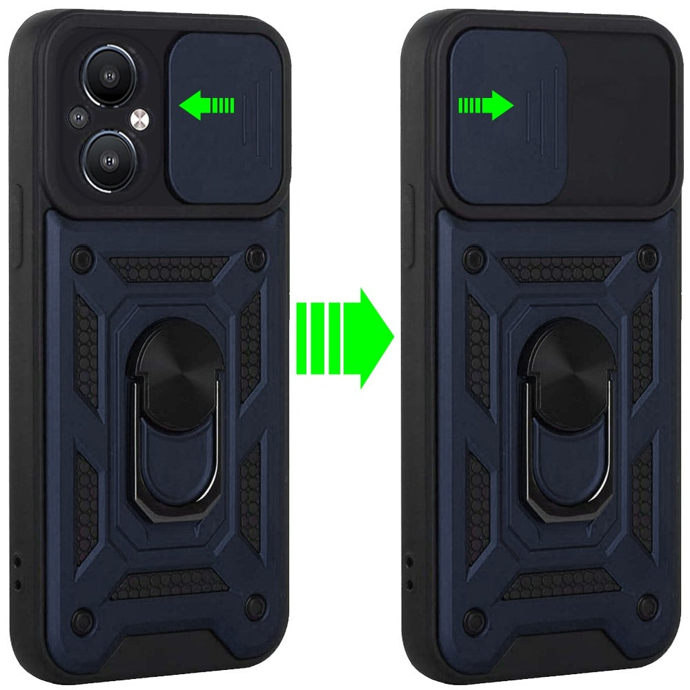 For OnePlus Nord N20 5G Hybrid Cases with Slide Camera Lens Cover and Ring Holder Kickstand Rugged Dual Layer Heavy Duty  Phone Case Cover