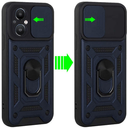 For OnePlus Nord N20 5G Hybrid Cases with Slide Camera Lens Cover and Ring Holder Kickstand Rugged Dual Layer Heavy Duty  Phone Case Cover