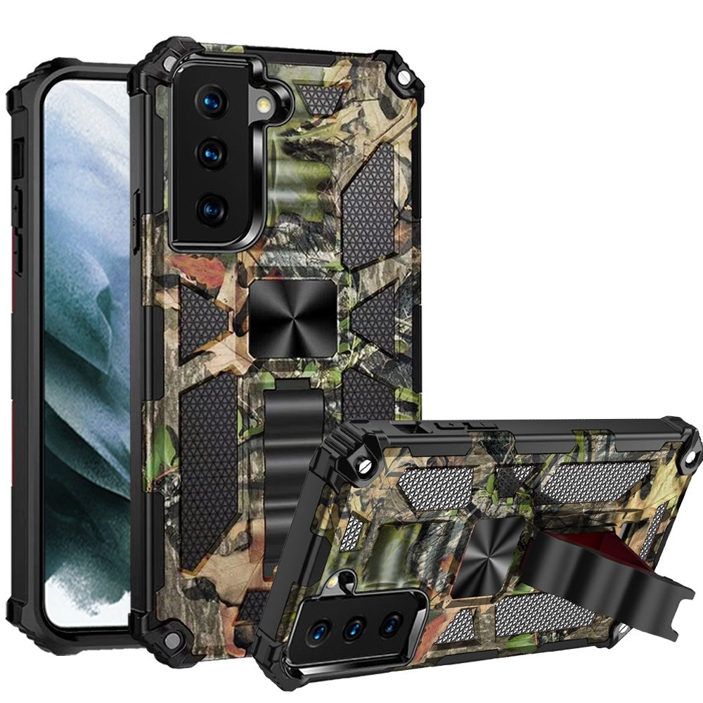 For Samsung Galaxy S22 Hybrid Camouflage [Military Grade] Rugged Kickstand Protective Fit Magnetic Car Mount Stand  Phone Case Cover