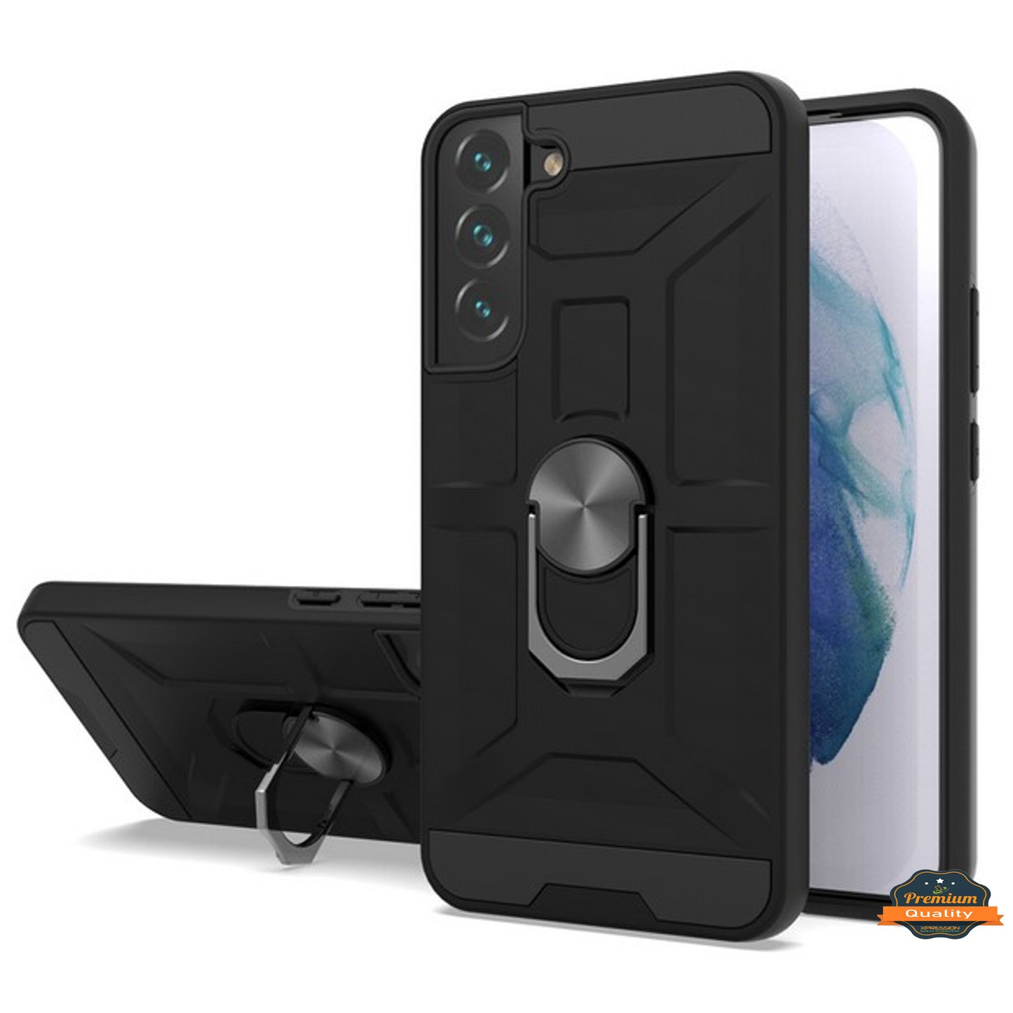 For Samsung Galaxy S22+ Plus Hybrid Ring Stand [360° Rotatable Ring Holder Magnetic Kickstand] Armor Shockproof TPU Rubber  Phone Case Cover