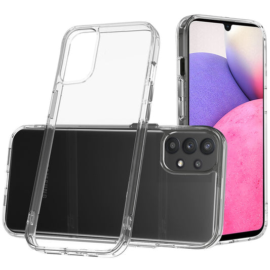 For Samsung Galaxy A33 5G Hybrid HD Crystal Clear Hard PC Back Gummy TPU Frame Slim Fit Thick with Chromed Buttons Transparent Phone Case Cover