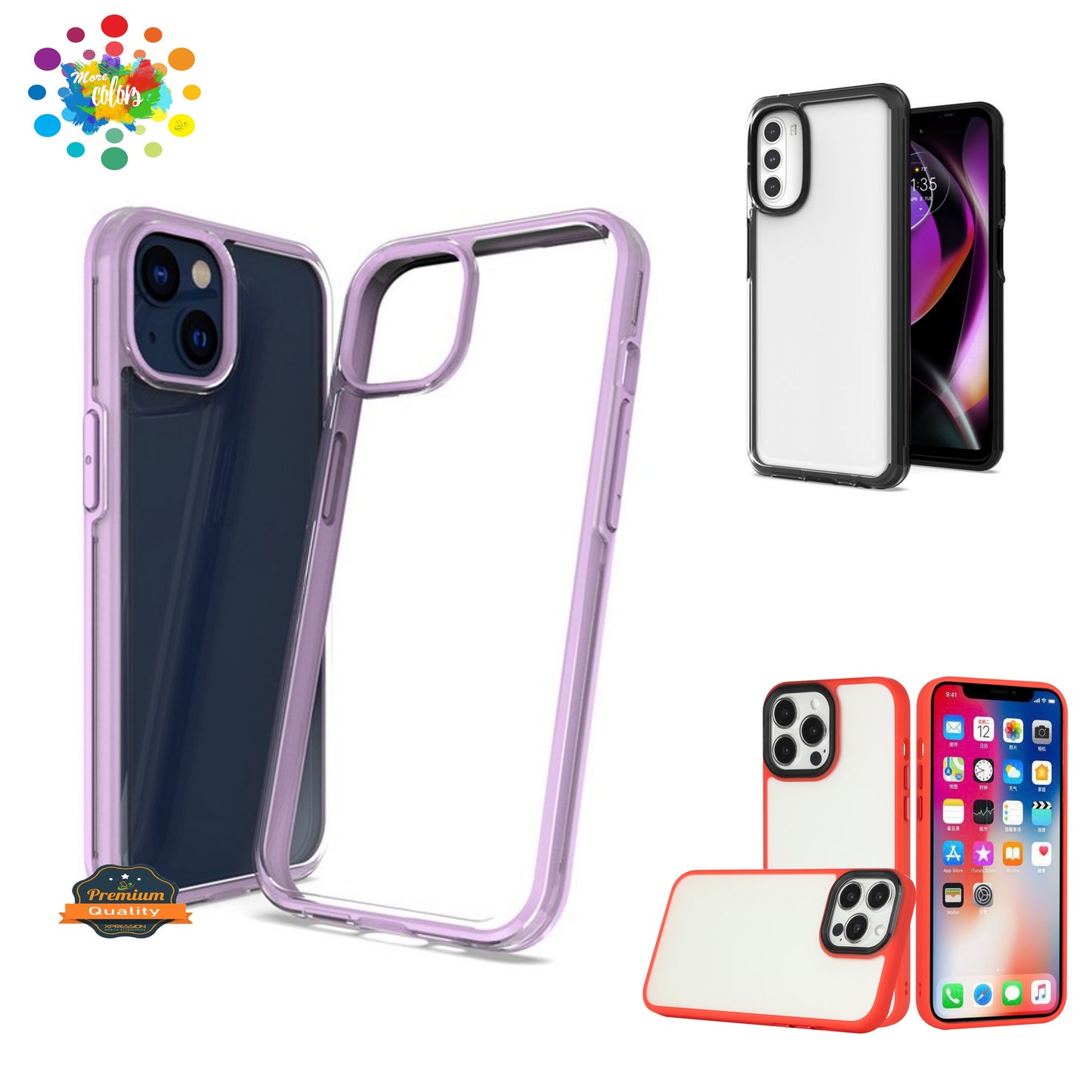 For Motorola Moto G 5G 2023 Transparent Back Hybrid Shockproof Protection Color TPU Frame Hard PC Gummy Slim Fit  Phone Case Cover