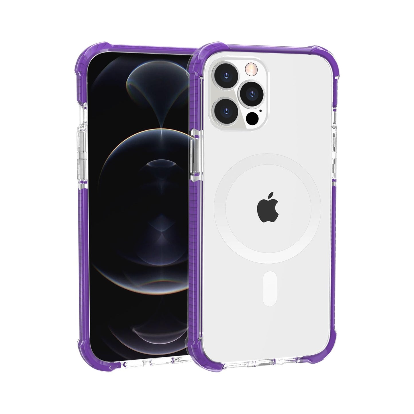 For Apple iPhone 13 /Pro Max ShockProof Hybrid Acrylic Transparent Hard PC + TPU Color Frame Bumper Compatible with MagSafe  Phone Case Cover