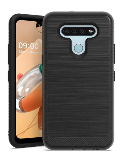 For Cricket Icon 3 Armor Brushed Texture Rugged Carbon Fiber Design Shockproof Dual Layers Hard PC + TPU Protective  Phone Case Cover