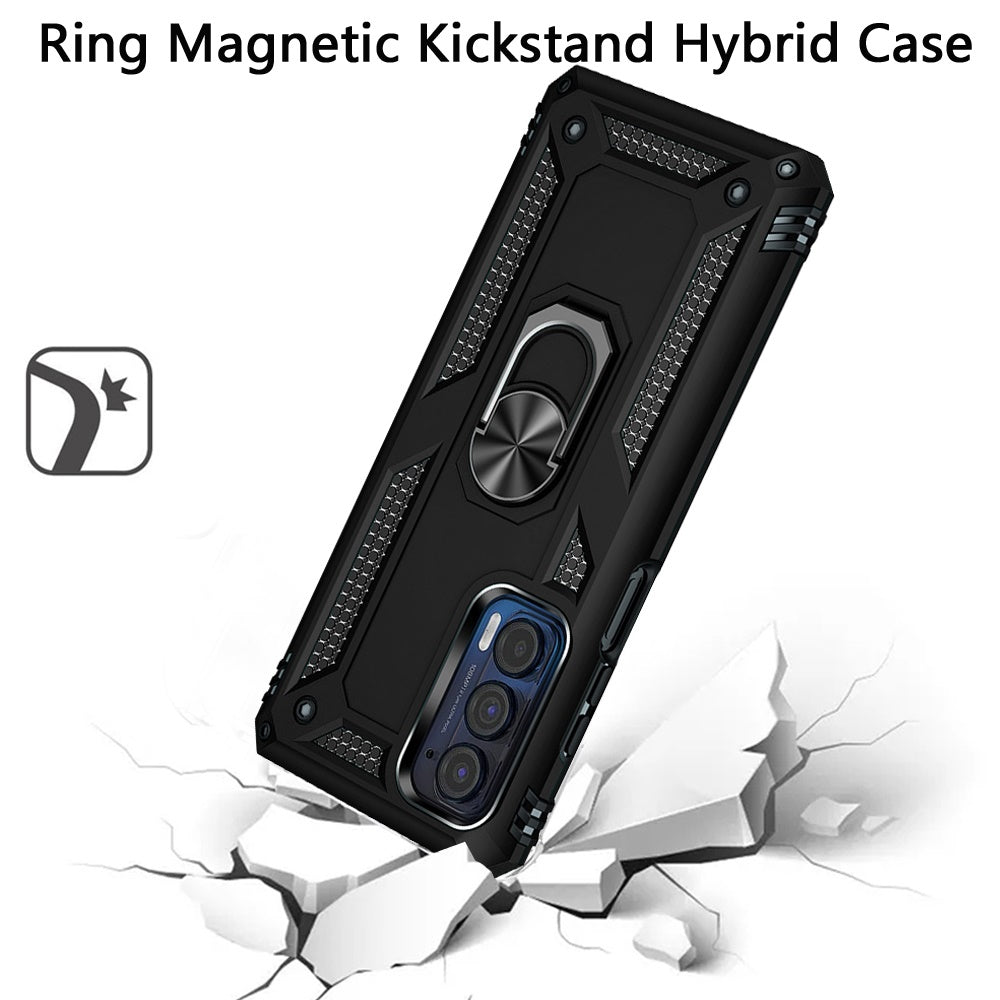 For Motorola Moto Edge 5G 2021 Hybrid Durable Dual Layer with 360 Rotatable Ring Stand Holder Kickstand Fit Magnetic Car Mount  Phone Case Cover