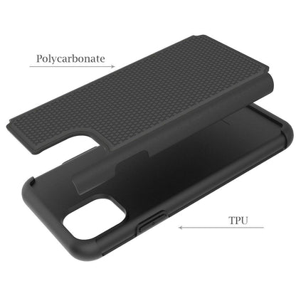 For Apple iPhone 13 Pro (6.1") Textured Hybrid Tuff Shockproof Rugged Hard PC & Silicone TPU Anti-Slip Dual Layer Protective Bumper  Phone Case Cover