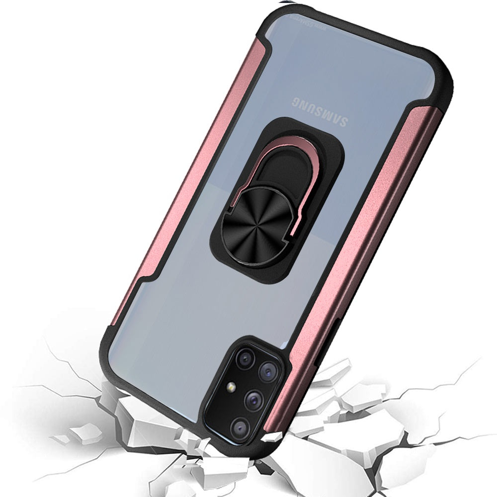 For Samsung Galaxy A71 5G Clear Military Grade Design Hybrid Protective with Ring Holder Kickstand [Magnetic Car Mount Feature]  Phone Case Cover