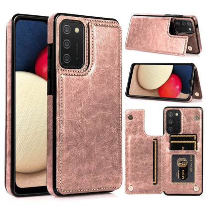 For Samsung Galaxy A02S PU Leather [Two Magnetic Clasp] [Card Slots] Stand Function Durable Shockproof Back Wallet Flip  Phone Case Cover