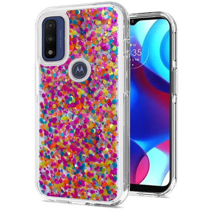 For Motorola Moto G Pure Colorful Glitter Bling Sparkle Epoxy Glittering Shining Hybrid Hard PC Silicone Shockproof  Phone Case Cover