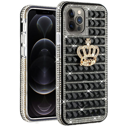 For Apple iPhone XR Fashion Luxury 3D Bling Diamonds Rhinestone Jeweled Ornament Shiny Crystal Hybrid Hard  Phone Case Cover