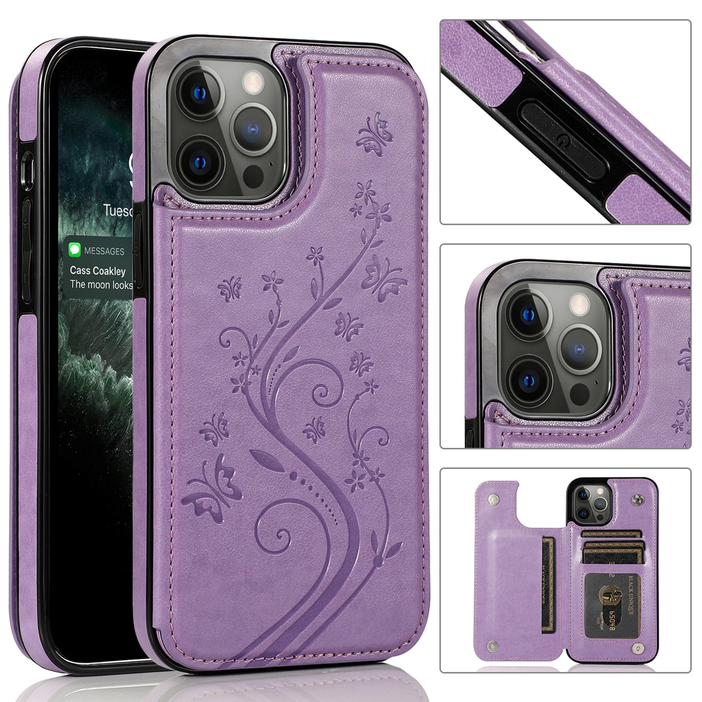 For Apple iPhone 14 (6.1") Luxury Side Wallet PU Leather [Two Magnetic Clasp] [Card Slots] Stand Back Storage Flip  Phone Case Cover
