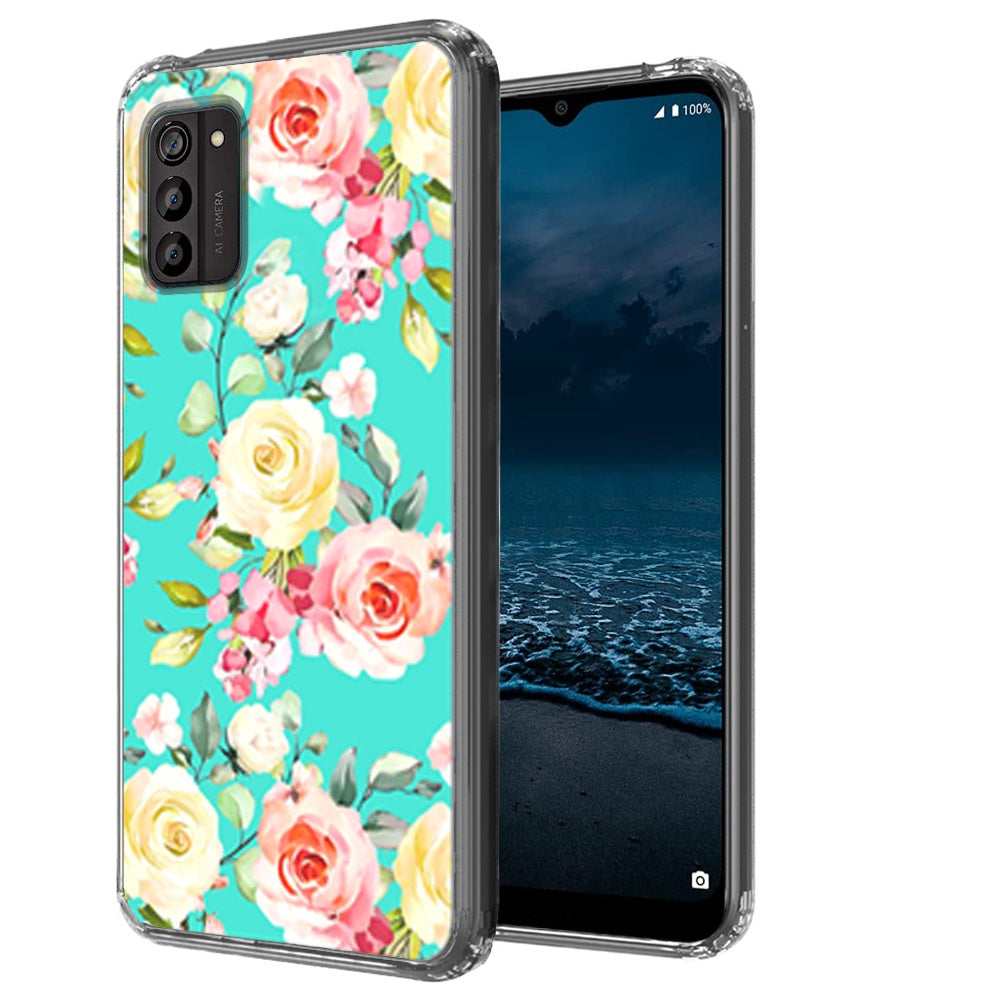 For Nokia G100 4G Pattern Fashion Design Ultra Thin Clear Hybrid Rubber Gummy TPU Grip + Hard PC Back Shockproof  Phone Case Cover