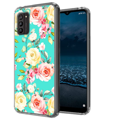 For Nokia G100 4G Pattern Fashion Design Ultra Thin Clear Hybrid Rubber Gummy TPU Grip + Hard PC Back Shockproof  Phone Case Cover