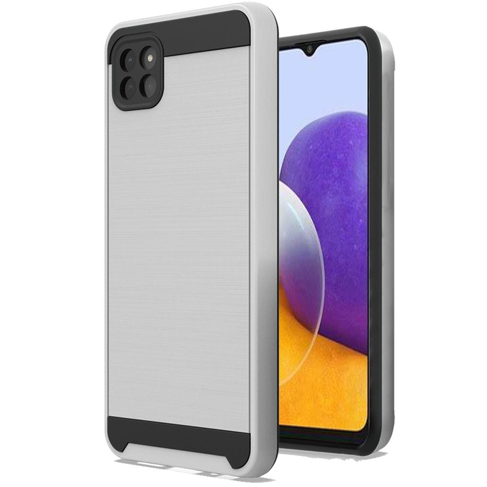 For Boost Mobile Celero 5G Hybrid Rugged Brushed Metallic Design [Soft TPU + Hard PC] Dual Layer Shockproof Armor Impact Slim  Phone Case Cover