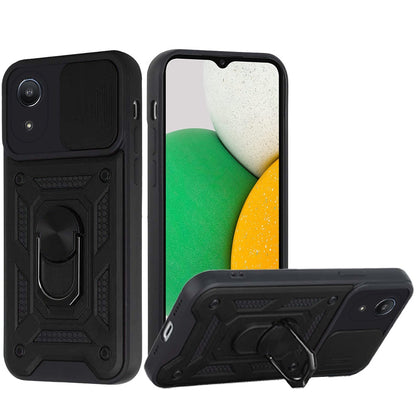 For Samsung A03 Core Hybrid Cases with Slide Camera Lens Cover and Ring Holder Kickstand Rugged Dual Layer Heavy Duty  Phone Case Cover