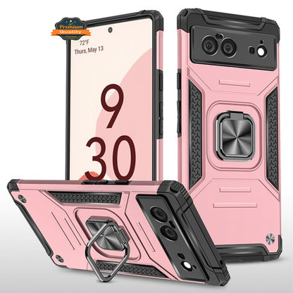 For Google Pixel 6 / 6 Pro Hybrid Dual Layer TPU and Hard PC Anti-Slip Full-Body Rugged Protective with Ring Stand Magnetic Kickstand  Phone Case Cover