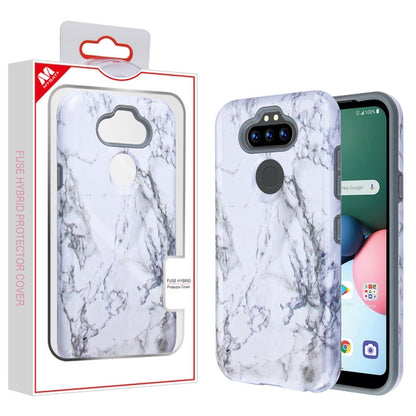 For LG K31 /Aristo 5/Fortune 3/Tribute Monarch / Phoenix 5 Hybrid Dual Layer Hard PC Cases Shockproof TPU Bumper White Marble Phone Case Cover