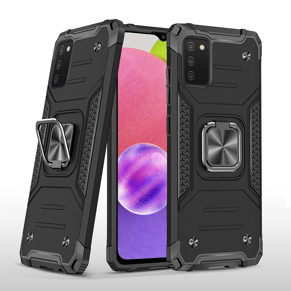 For Samsung Galaxy A03S Armor Hybrid with Ring Holder Kickstand TPU Shockproof Heavy-Duty Durable Rugged Dual Layer  Phone Case Cover