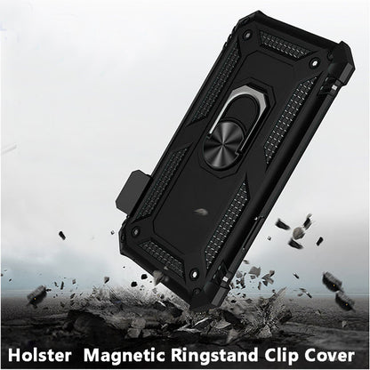 For Motorola Moto G Pure /G Power 2022 Combo Hybrid Armor with Belt Clip Holster Ring Kickstand Holder, Military Grade Black Phone Case Cover