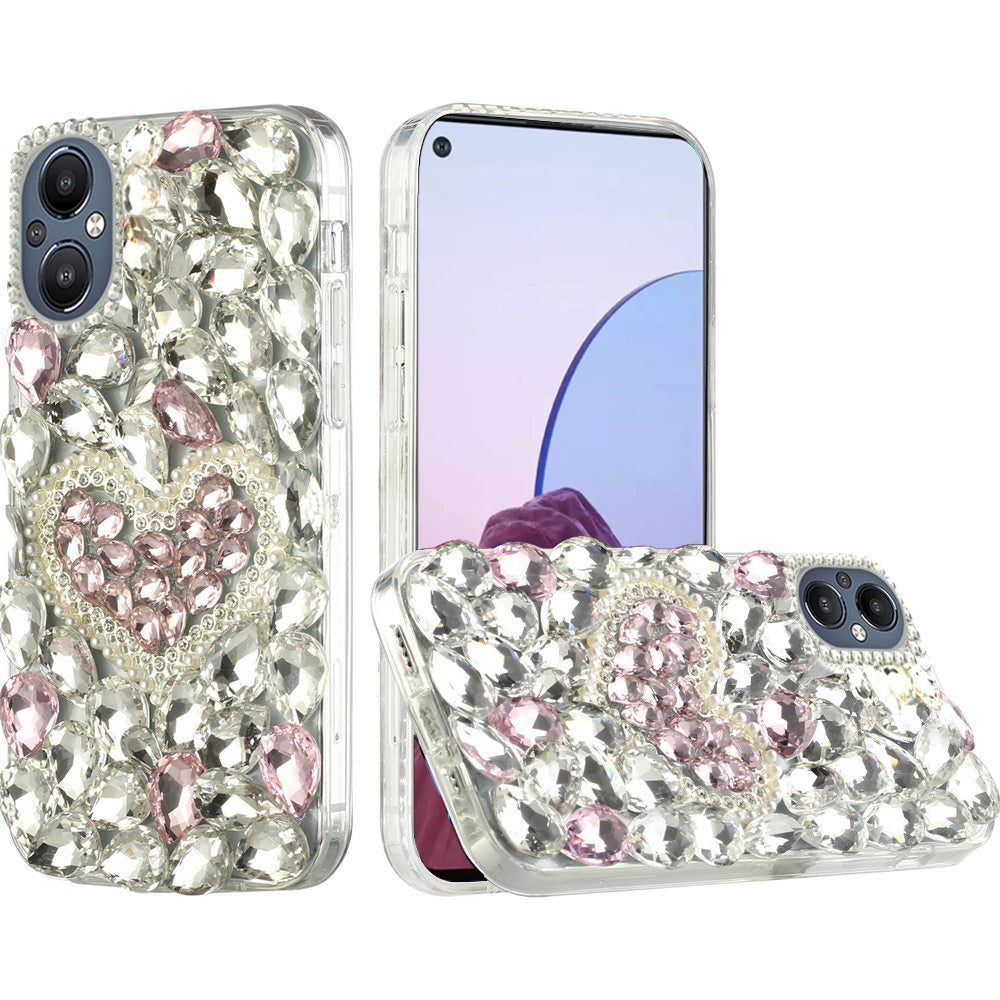 For OnePlus Nord N20 5G Bling Clear Crystal 3D Full Diamonds Luxury Sparkle Transparent Rhinestone Hybrid Protective  Phone Case Cover