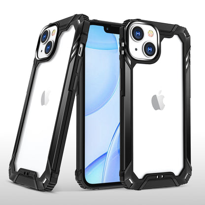 For Apple iPhone 11 (6.1") Metal Frame Transparent Hybrid Rubber TPU + Hard PC Color Bumper Frame Shockproof  Phone Case Cover