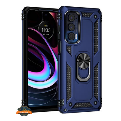 For Motorola Edge 2021 Shockproof Hybrid Dual Layer PC + TPU with Rotating Ring Stand Metal Kickstand Heavy Duty Armor Shell  Phone Case Cover