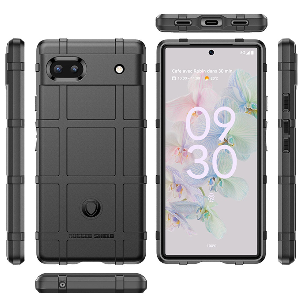 For Google Pixel 6A Rugged Shield Hybrid TPU Thick Solid Rough Armor Tactical Matte Grip Silicone Texture Protective  Phone Case Cover